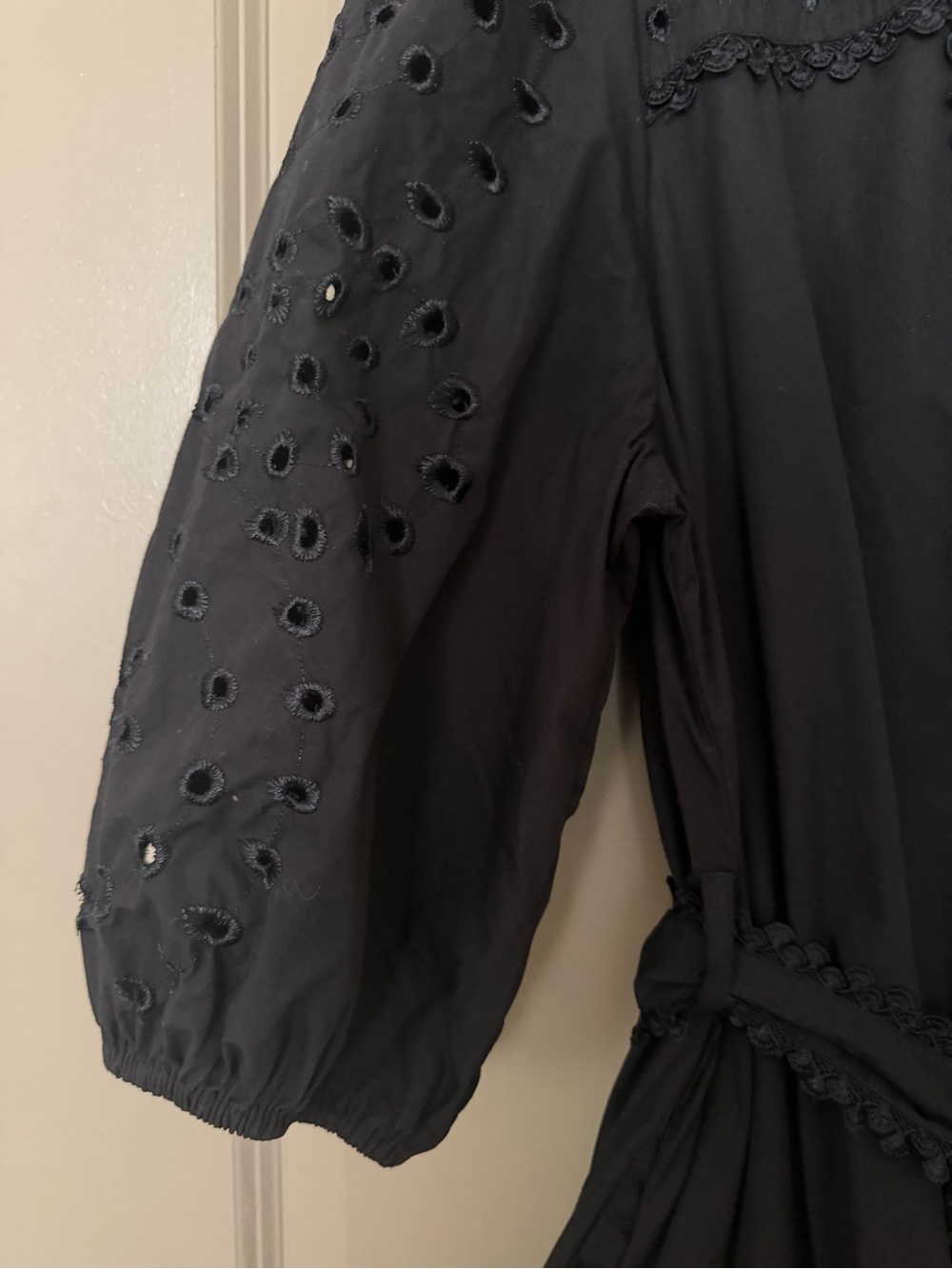Avec Les Filles Black Eyelet Mini Dress with Belt - Picture 4 of 6